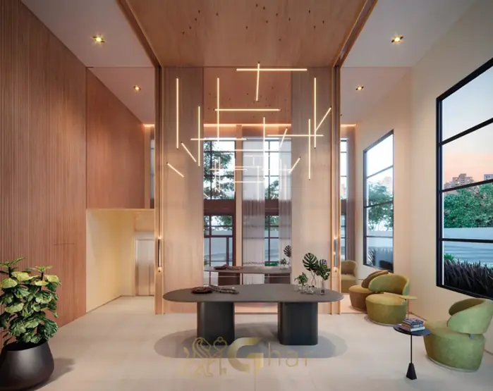 Lobby de entrada com design contemporâneo do condomínio YPY Alto do Ipiranga no bairro do Alto do Ipiranga em São Paulo