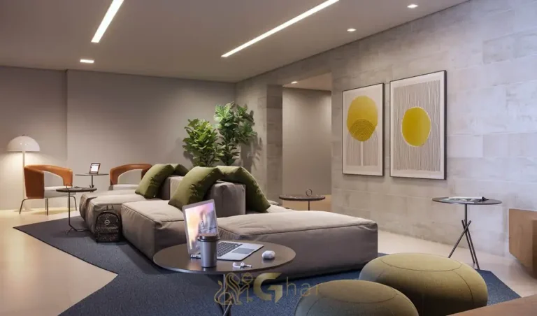 Lounge coworking com estações de trabalho do condomínio Soma Perdizes no bairro de Perdizes, São Paulo