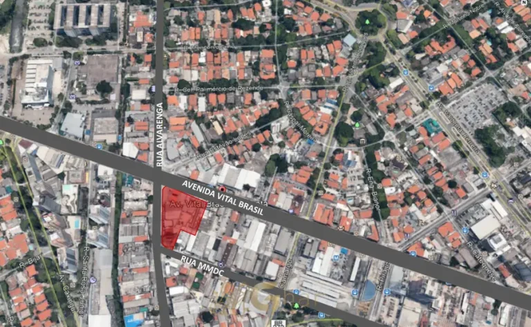 Mapa de implantação e localização no bairro do Butantã, São Paulo