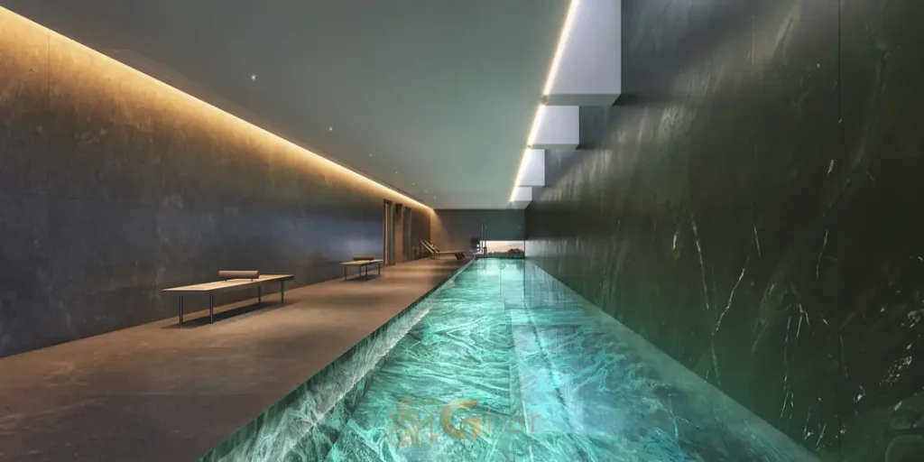 Piscina coberta com raia e tratamento de ozônio em apartamentos de luxo na Vila Nova Conceição, São Paulo