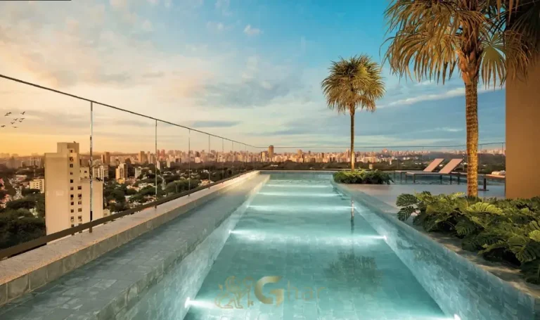 Piscina com deck molhado do condomínio Nik Paradiso no bairro da Vila Mariana em São Paulo
