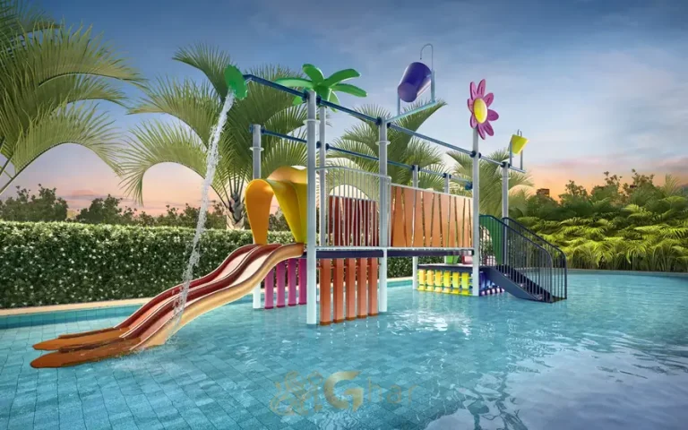 Piscina infantil com área de lazer do condomínio Palace no bairro do Brás, São Paulo