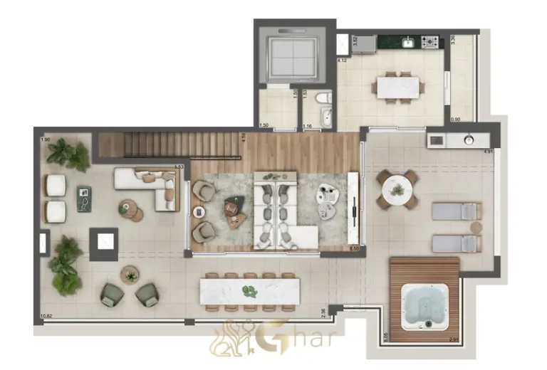 Planta de duplex 4 dormitórios superior 323 m² Torre A em condomínio no bairro da Vila Prudente, na Zona Leste de São Paulo