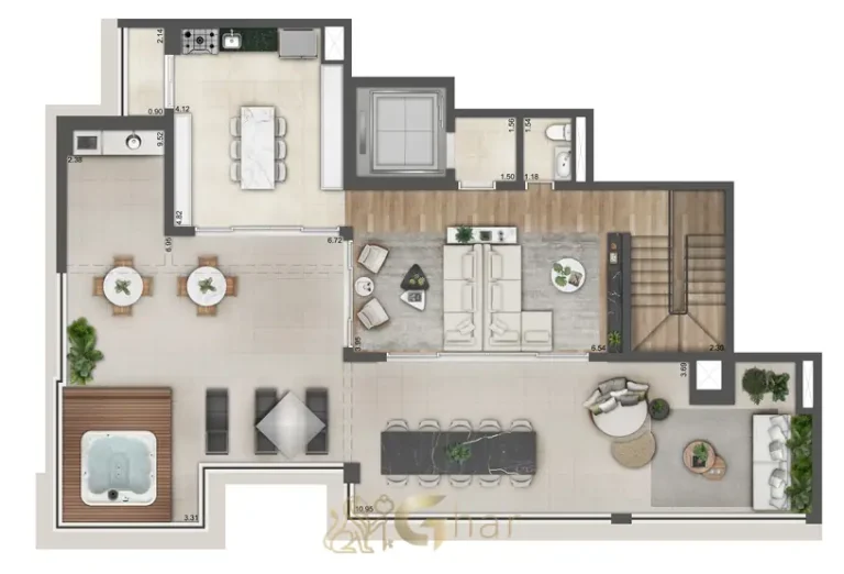 Planta de duplex 4 suítes superior 350 m² Torre A em condomínio de luxo no bairro da Vila Prudente, na Zona Leste de São Paulo