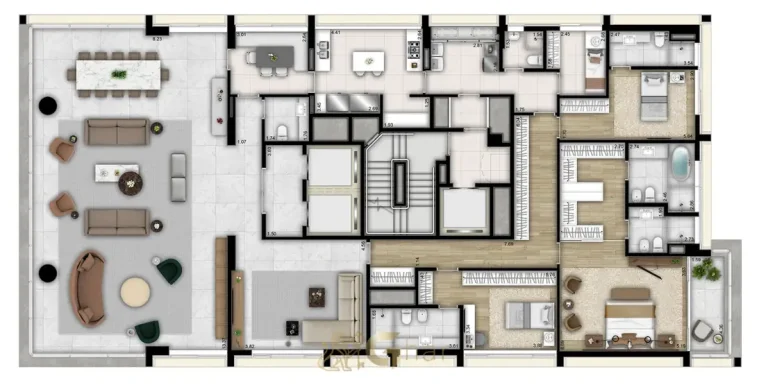 Planta do apartamento de 358 m² do condomínio The Frame Vila Nova Conceição no bairro da Vila Nova Conceição, São Paulo