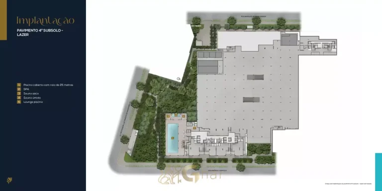 Planta de implantação do 4º subsolo do condomínio Alive Home Resort no bairro da Vila Prudente, São Paulo