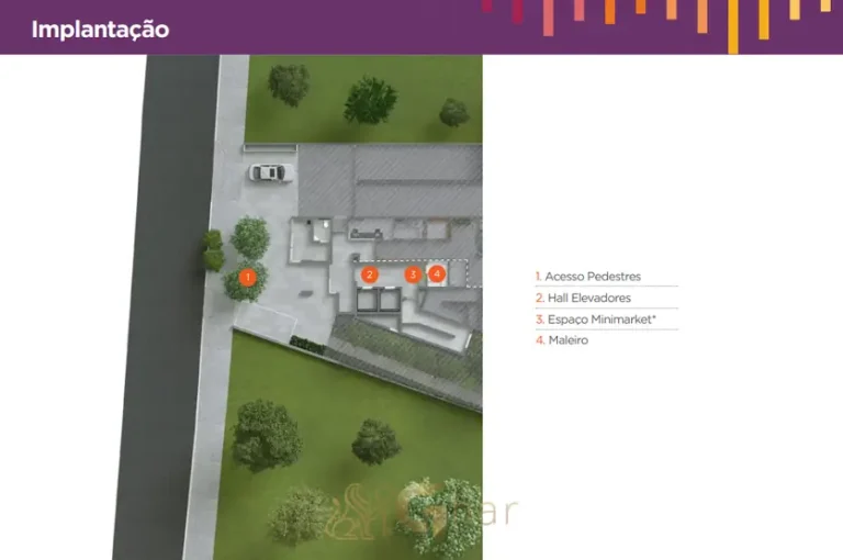 Planta de implantação do welcome level em apartamentos no bairro da Bela Vista, São Paulo
