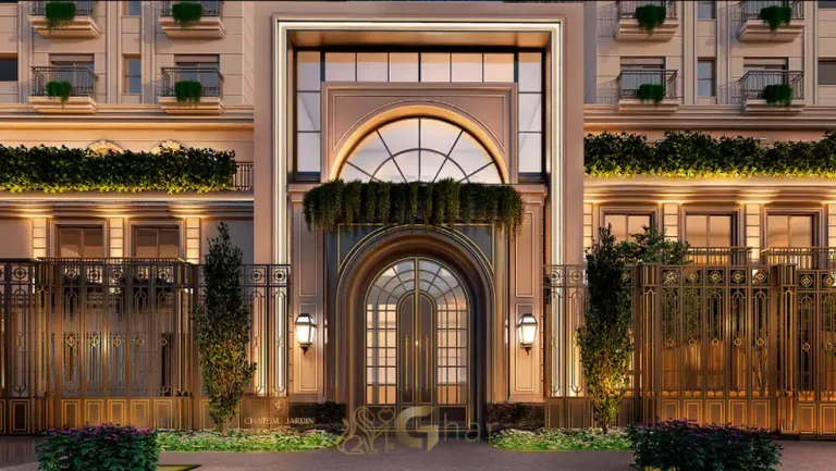 Acesso controlado com hall de entrada exclusivo do condomínio Château Jardin Lumière na Cidade Jardim, São Paulo