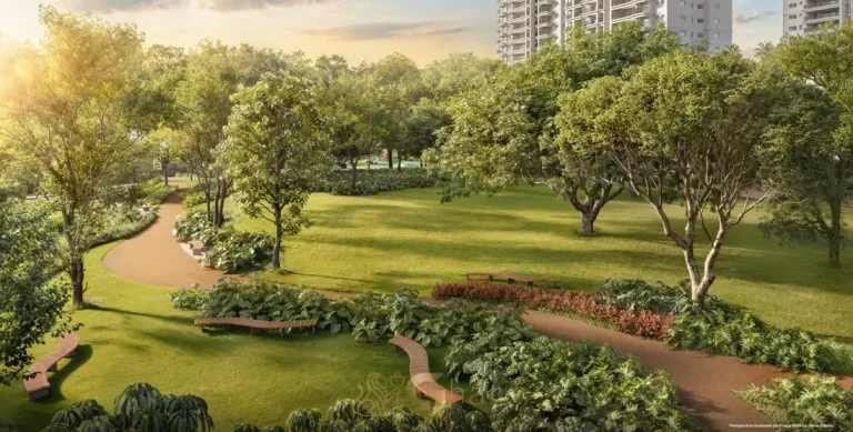 Praça verde do condomínio Jardim da Hípica Residences no bairro do Alto da Boa Vista, São Paulo