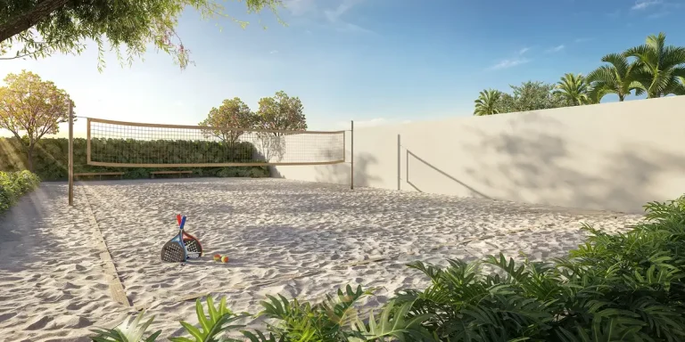 Quadra de beach tennis do condomínio Jardim da Hípica Apartaments no bairro do Alto da Boa Vista, São Paulo