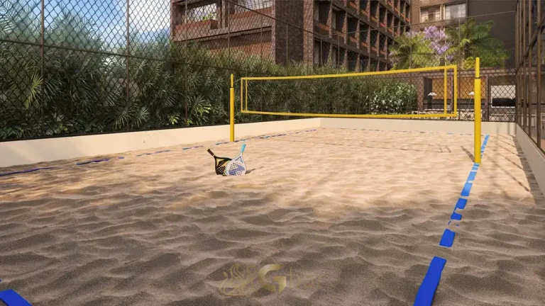 Quadra de beach tennis em apartamentos no bairro de Moema, São Paulo
