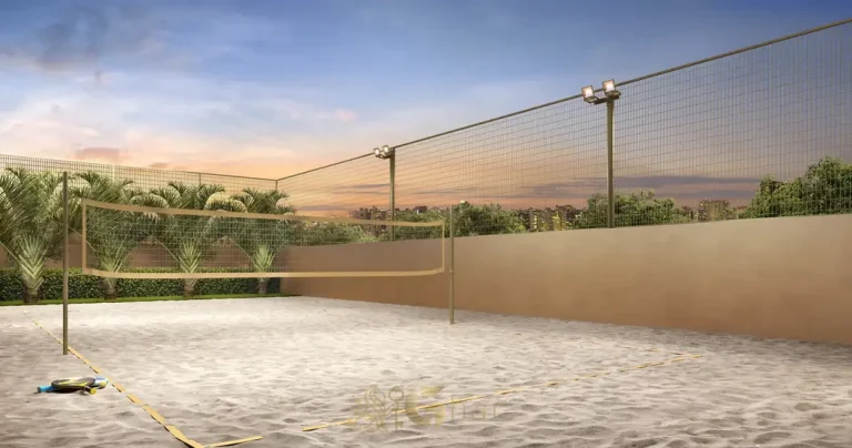 Quadra de beach tennis em condomínio residencial no bairro de Moema, na Zona Sul de São Paulo
