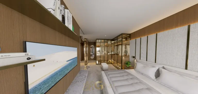Quarto de casal com marcenaria planejada em apartamentos no bairro da Chácara Klabin, São Paulo