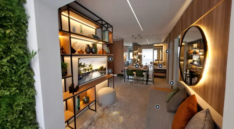 Living com ambiente integrado do decorado em condomínio residencial no bairro do Paraíso, no Centro de São Paulo