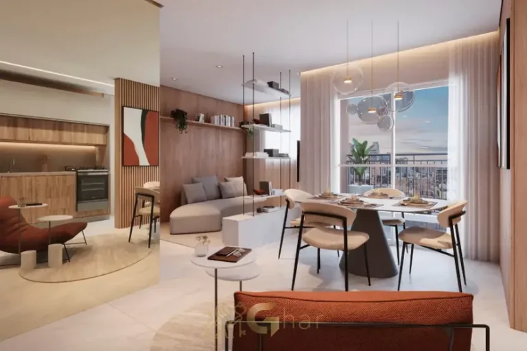 Sala de estar do apartamento decorado em apartamentos no bairro de Santana, São Paulo