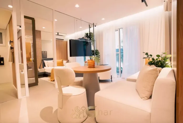 Ângulo alternativo da sala de estar do decorado em condomínio residencial no bairro da Vila Mariana, na Zona Sul de São Paulo