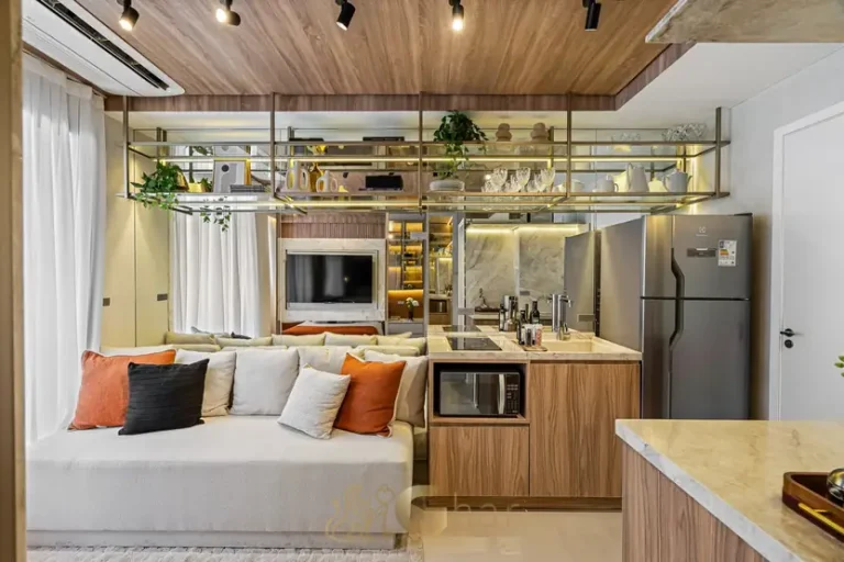 Sala e cozinha integradas em apartamento na Vila Mariana São Paulo