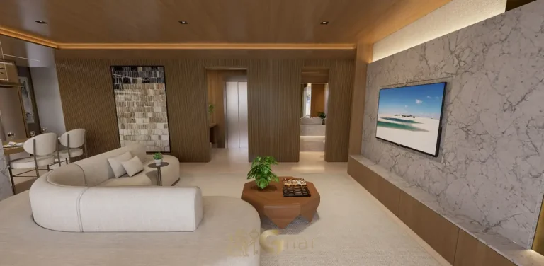 Sala de estar com decoração elegante em condomínio residencial no bairro da Chácara Klabin, na Zona Sul de São Paulo