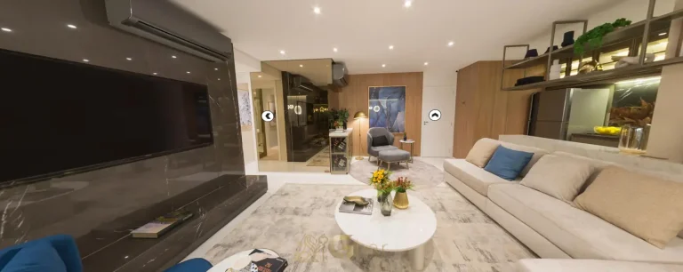 Sala de estar do apartamento decorado em apartamentos no bairro da Praça da Árvore, São Paulo
