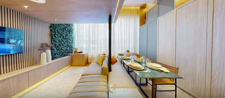 Sala de jantar do decorado em apartamentos no Paraíso, São Paulo