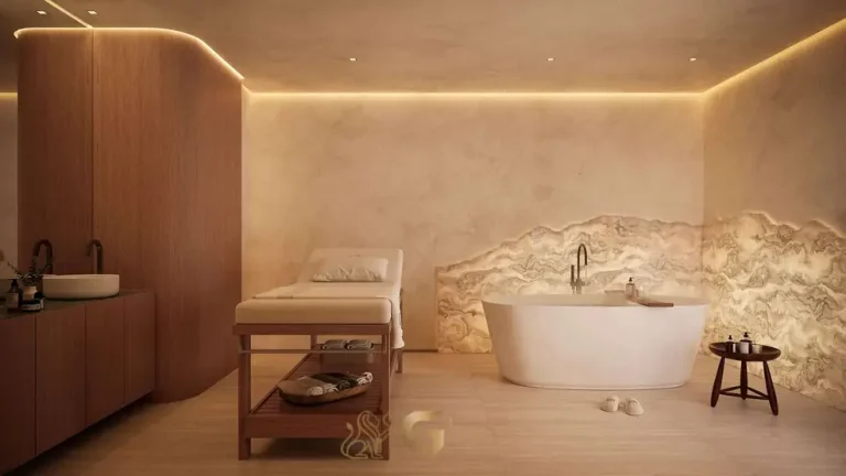 Sala de massagem do spa em condomínio residencial no bairro da Vila Nova Conceição, na Zona Sul de São Paulo