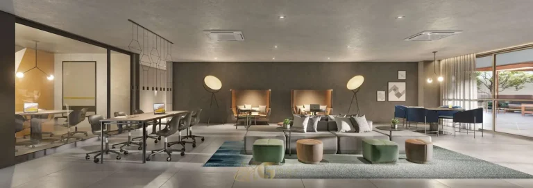 Sala de reuniões privativa do coworking em condomínio residencial em Higienópolis, na Zona Oeste de São Paulo