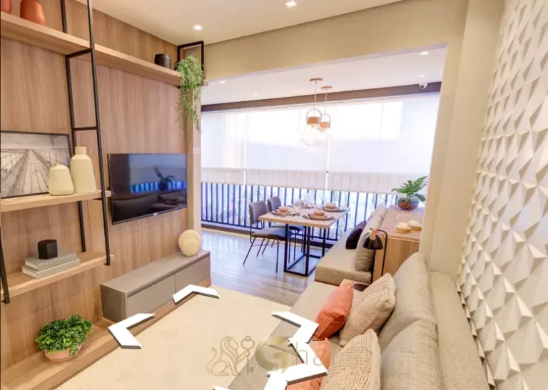 Sala de TV integrada ao living em apartamentos no bairro da Vila Prudente, São Paulo