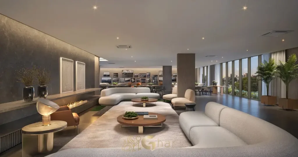 Salão de festas com design exclusivo em apartamentos de luxo no bairro da Vila Nova Conceição, São Paulo