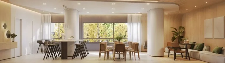 Salão de festas com decoração contemporânea em apartamentos no bairro do Paraíso, São Paulo