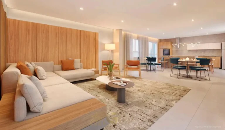 Salão de festas com ambientação contemporânea em condomínio residencial no bairro da Vila Mariana, na Zona Sul de São Paulo