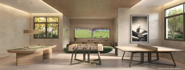 Salão de jogos juvenil em apartamentos no bairro do Alto da Boa Vista, São Paulo