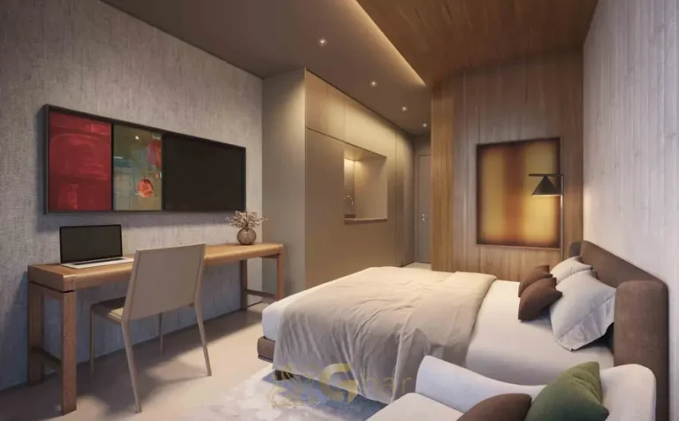 Studio decorado de 19 m² com interiores de Roberto Migotto em condomínio residencial no bairro da Vila Nova Conceição, na Zona Sul de São Paulo