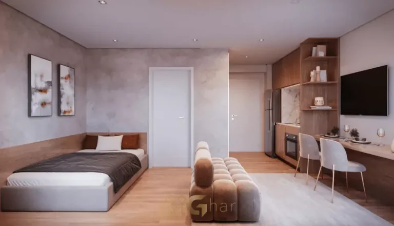 Studio decorado com living integrado em condomínio residencial no bairro de Santana, na Zona Norte de São Paulo