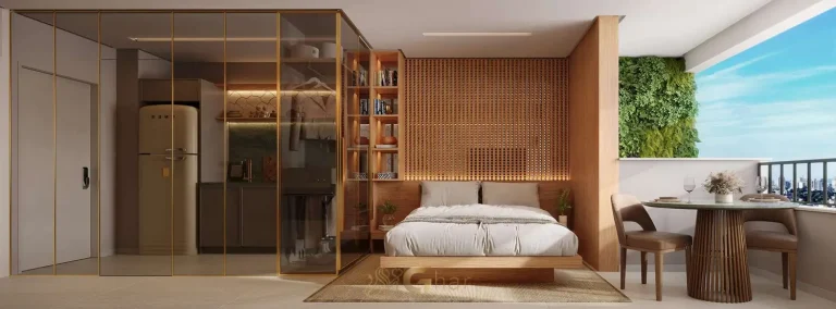Studio decorado do setor NR em condomínio residencial no bairro da Vila Nova Conceição, na Zona Sul de São Paulo