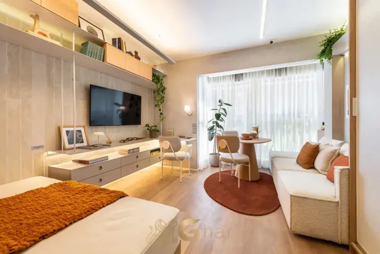 Studio decorado mobiliado em apartamentos no bairro de Pinheiros, São Paulo