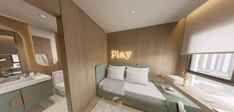 Suíte infantil decorada em condomínio residencial no bairro da Chácara Klabin, na Zona Sul de São Paulo