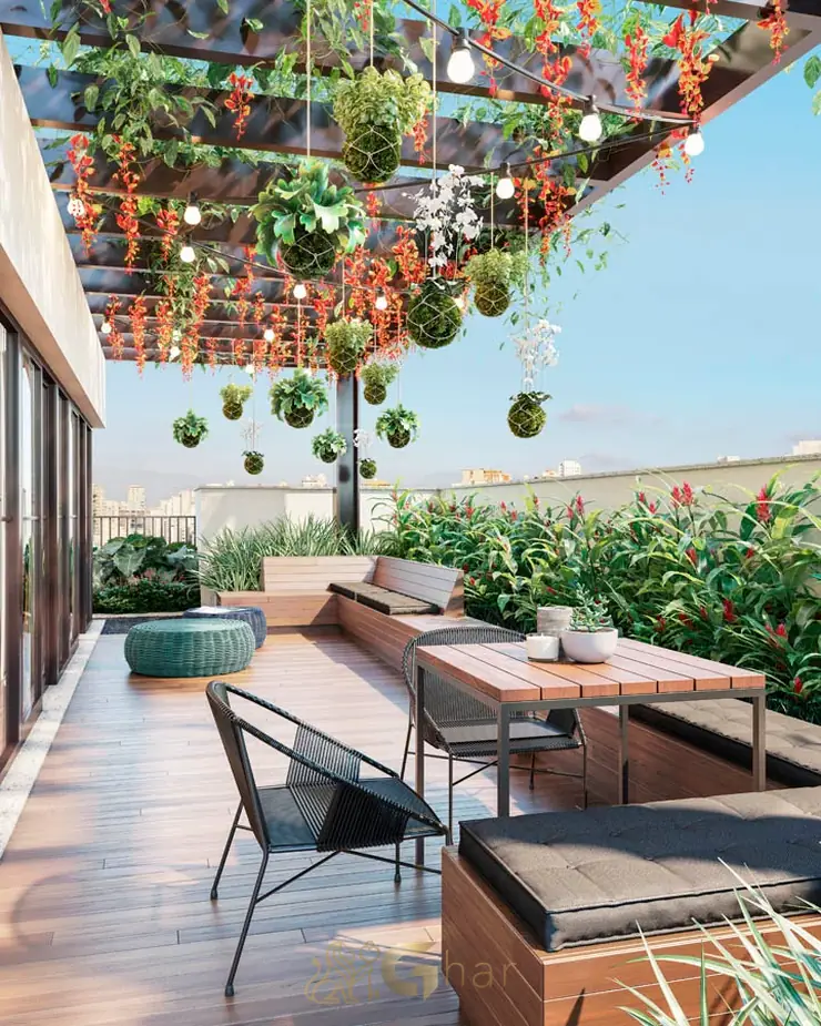 Terraço de festas com vista panorâmica do condomínio Soma Perdizes no bairro de Perdizes, São Paulo