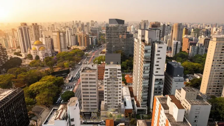 Vista aérea do bairro do condomínio Nyx Paraíso no bairro do Paraíso, São Paulo