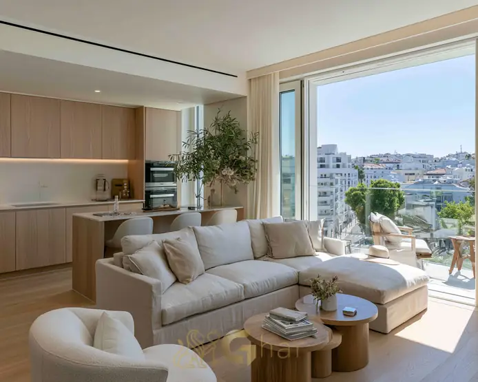 Sala de estar de apartamento compacto no Paraíso, São Paulo
