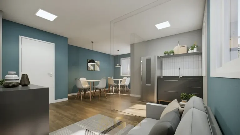 Área de convivência com paisagismo em apartamentos no bairro da Vila Ema, São Paulo