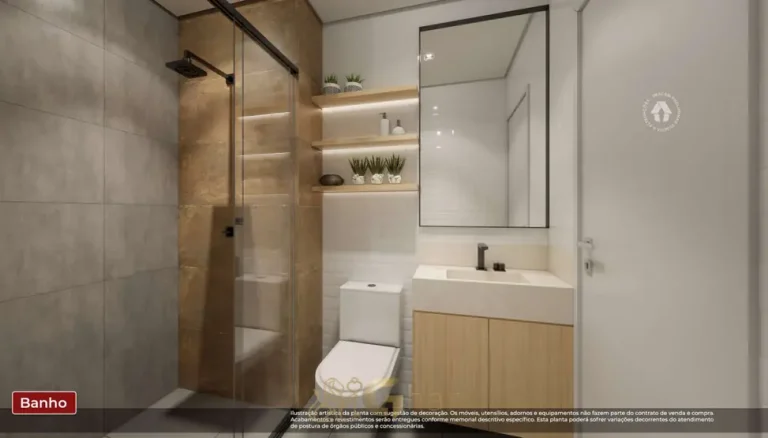 Banheiro do apartamento decorado em condomínio residencial no bairro do Parque do Carmo, na Zona Leste de São Paulo