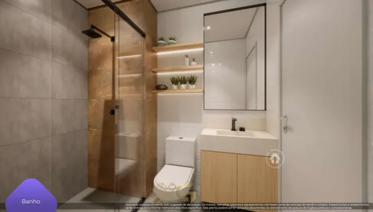 Banheiro do apartamento decorado em apartamentos no bairro da Vila das Belezas, São Paulo