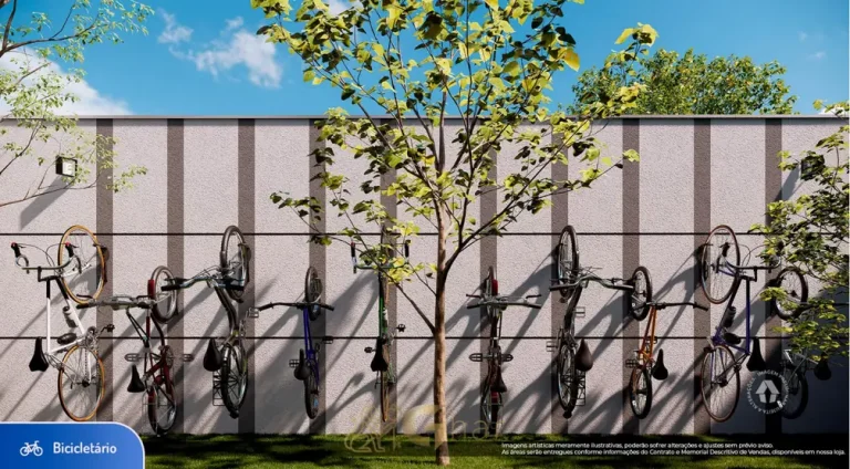 Bicicletário em condomínio residencial no bairro da Praça da Árvore, na Zona Sul de São Paulo