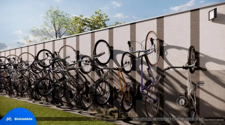 Bicicletário em apartamentos no bairro de São Miguel Paulista, São Paulo
