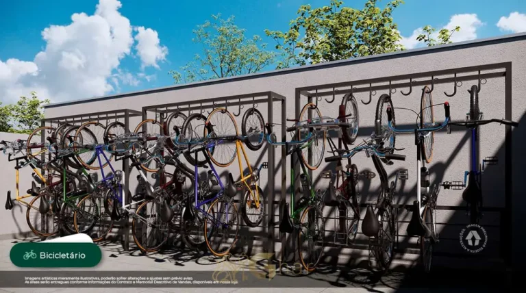 Bicicletário em apartamentos no bairro da Penha, São Paulo