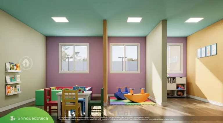 Brinquedoteca colorida em apartamentos no bairro da Vila Prudente, São Paulo