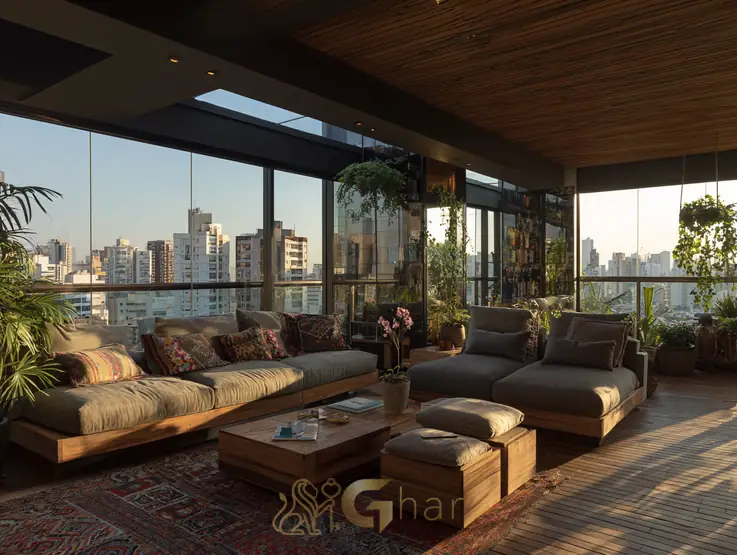 Cobertura no Paraíso – sala de estar com vista panorâmica