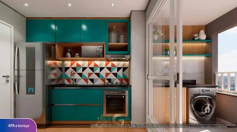 Cozinha integrada do apartamento decorado em apartamentos no bairro da Praça da Árvore, São Paulo