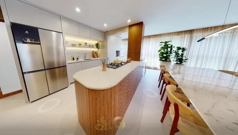 Cozinha do apartamento decorado em condomínio residencial no bairro da Vila Mariana, na Zona Sul de São Paulo