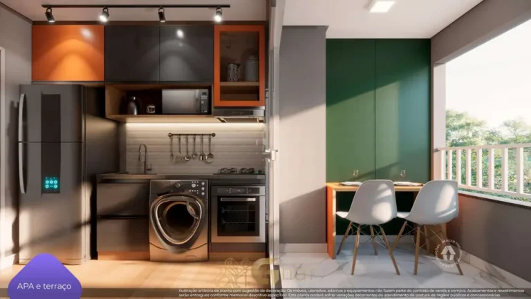 Cozinha do apartamento decorado do condomínio Metrocasa Vila das Belezas II no bairro da Vila das Belezas, São Paulo
